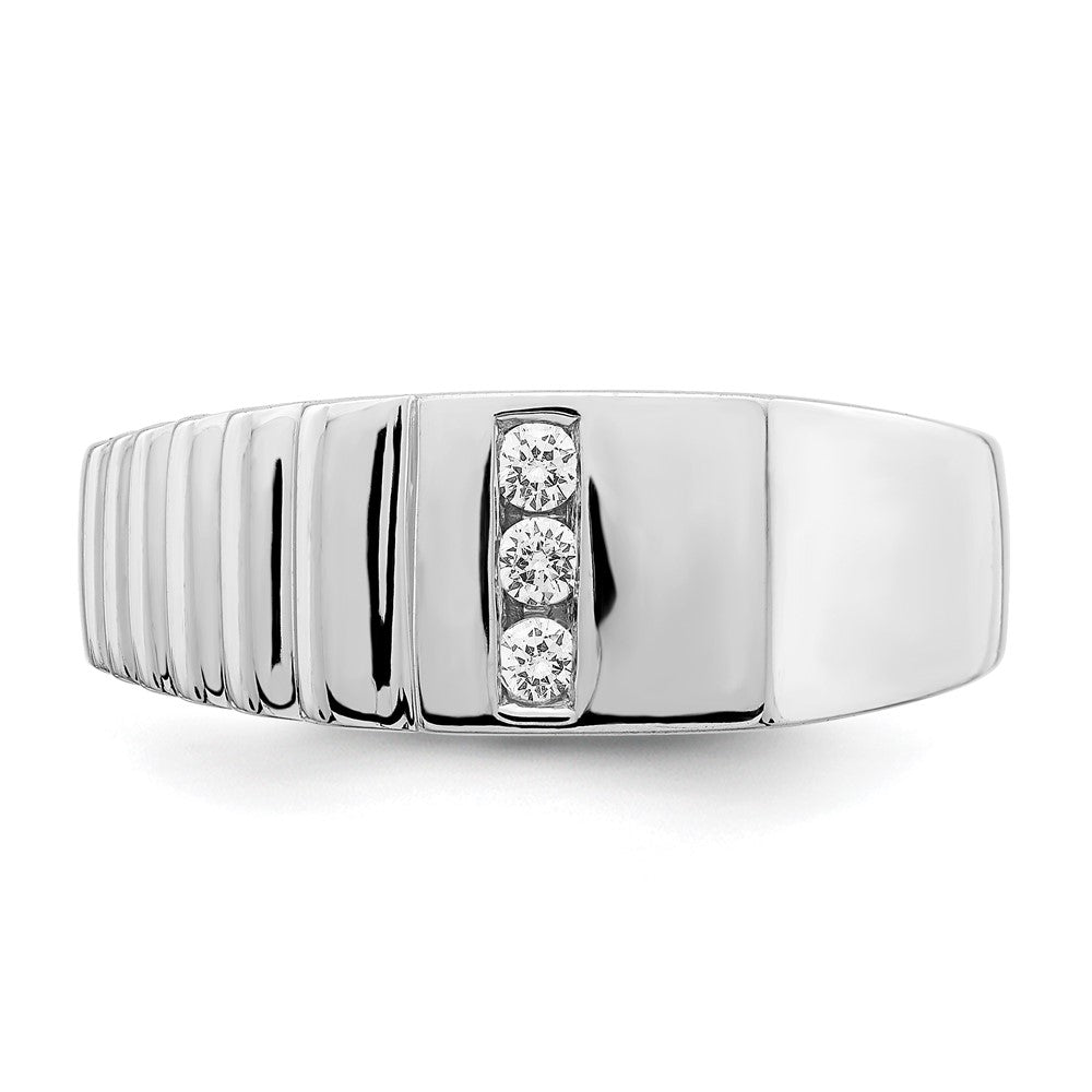 14k White Gold Diamond Mens Ring