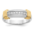 14k Two-tone Diamond Mens Ring