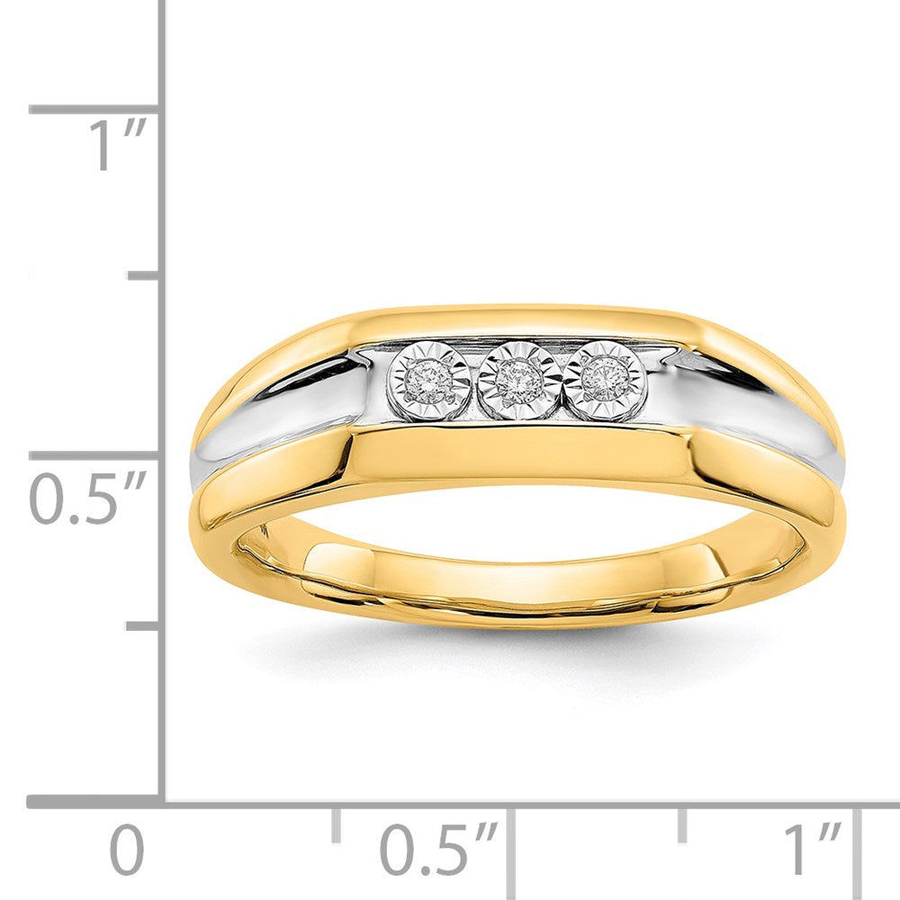 14k with Rhodium Diamond Mens Ring