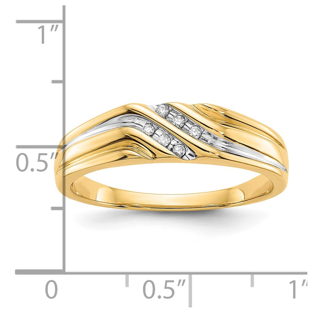 10K w/Rhodium Diamond Mens Ring