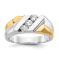 14k Two-tone Gold Diamond Mens Ring