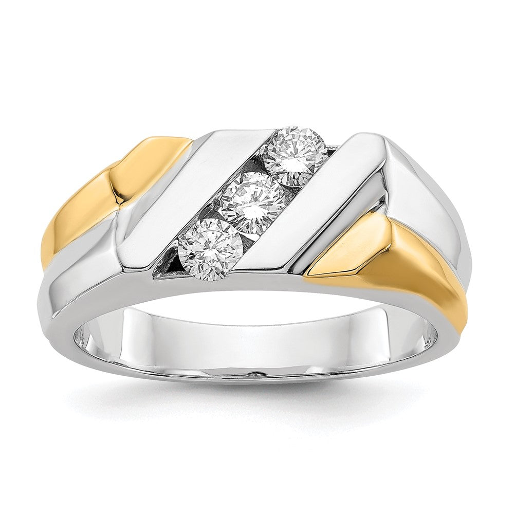 14k Two-tone Gold Diamond Mens Ring