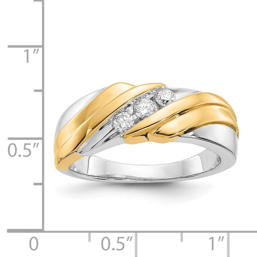 14k Two-tone Diamond Mens Ring