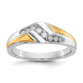 14k Two-tone Gold Diamond Mens Ring
