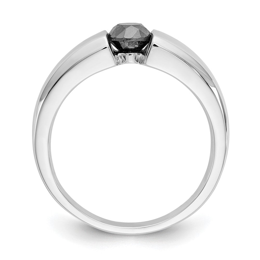 14k White Gold Black Diamond Mens Ring