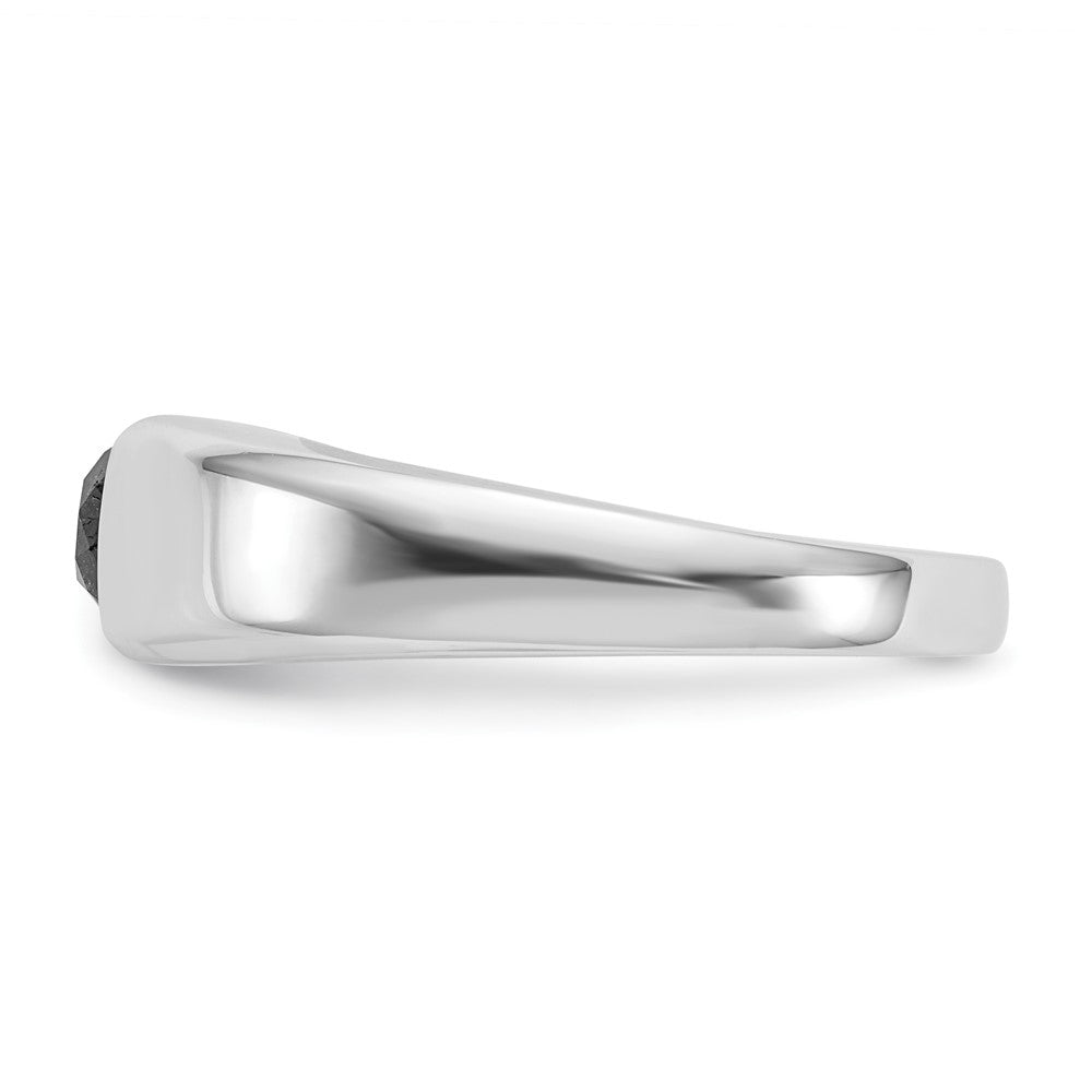 14k White Gold Black Diamond Mens Ring