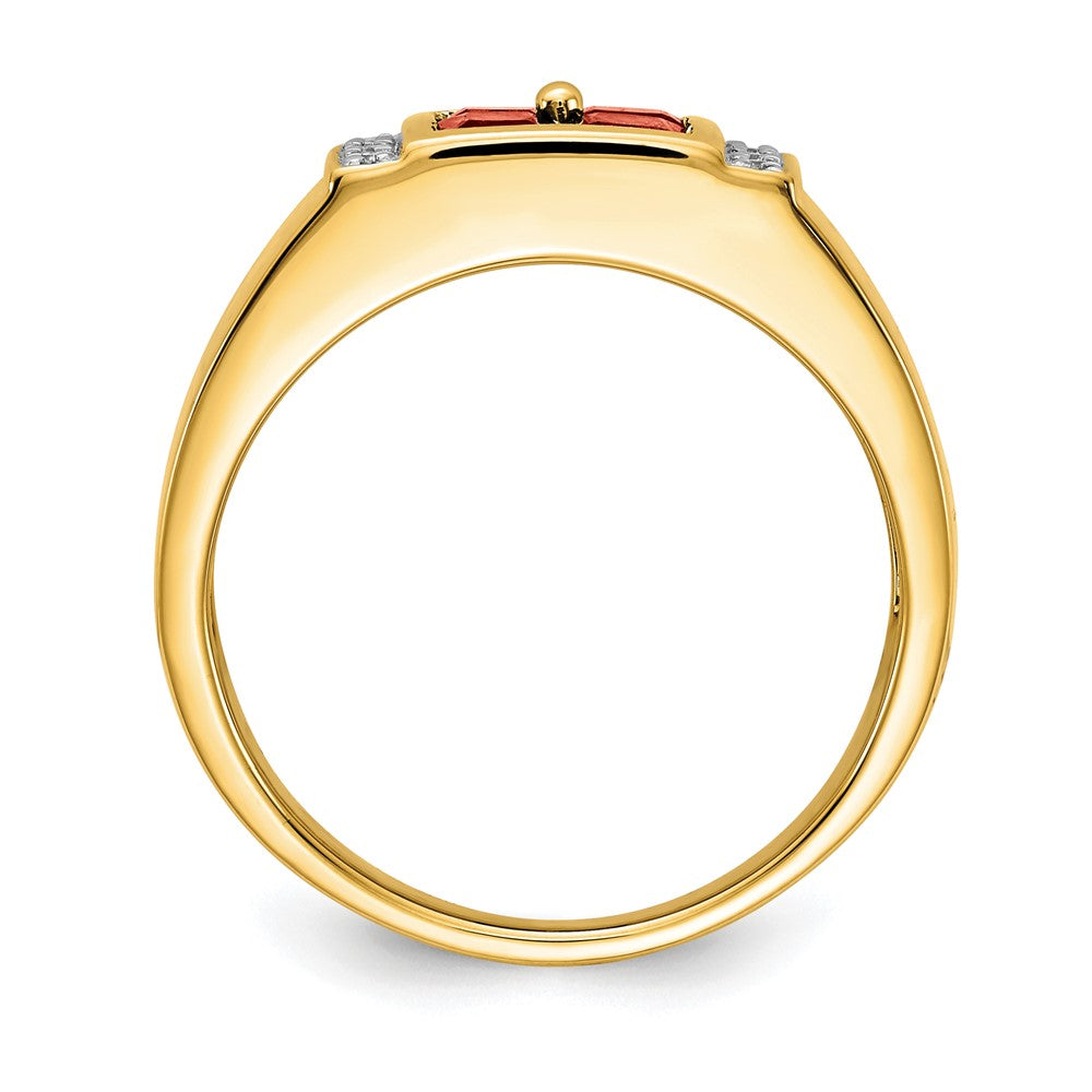 14k Created Ruby and Diamond Mens Ring