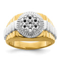 14k Two-tone Fancy Ridged-Sides Mens Diamond Ring Mounting