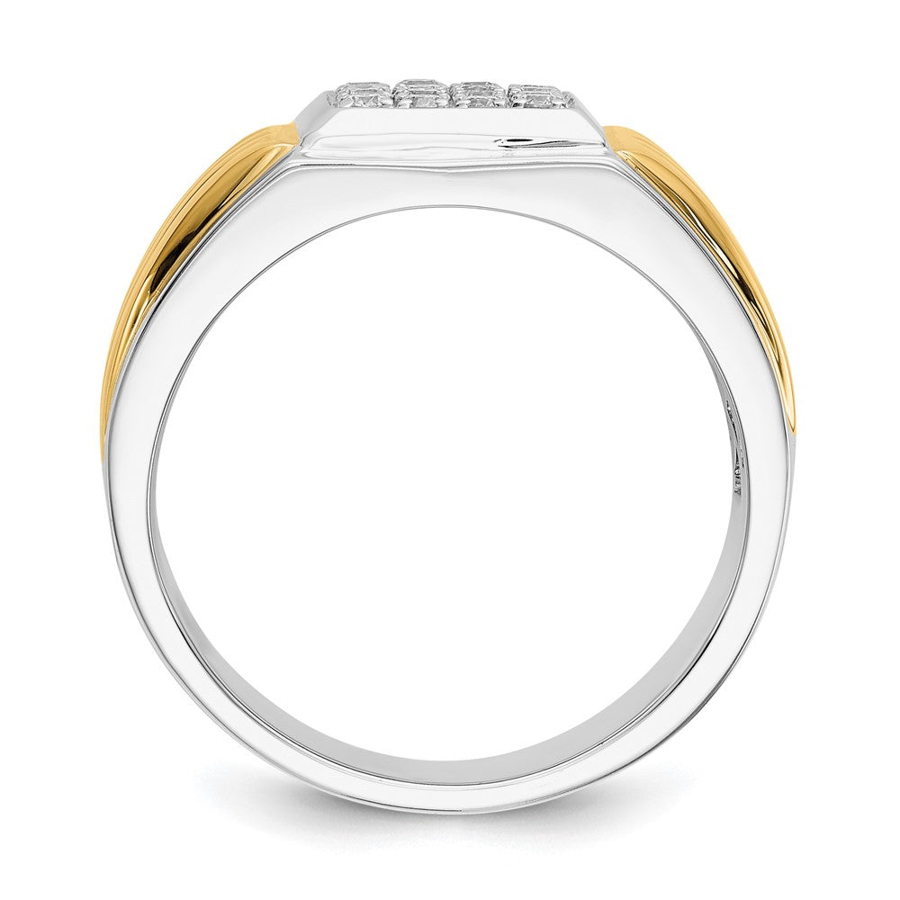 14k Two-tone Diamond Square Mens Ring