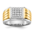 14k Two-tone Diamond Square Mens Ring