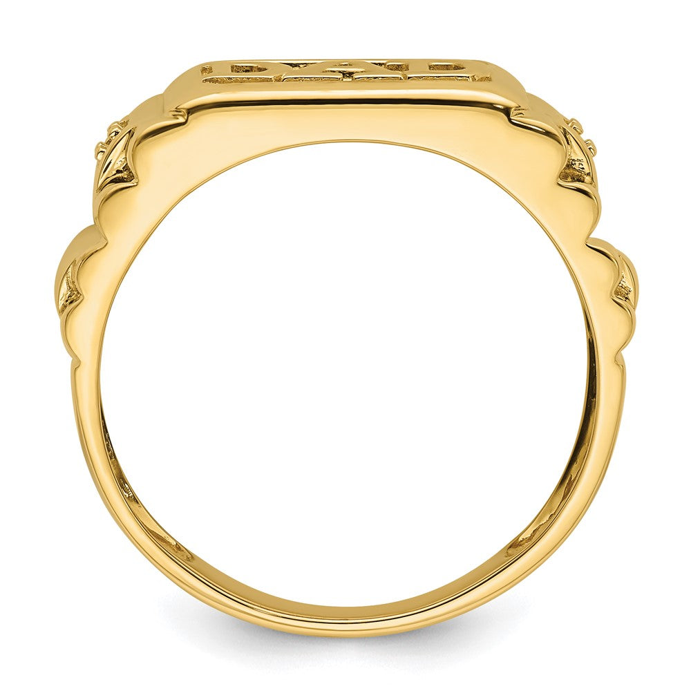 14k Etched Band Polished Mens DAD Ring Mounting