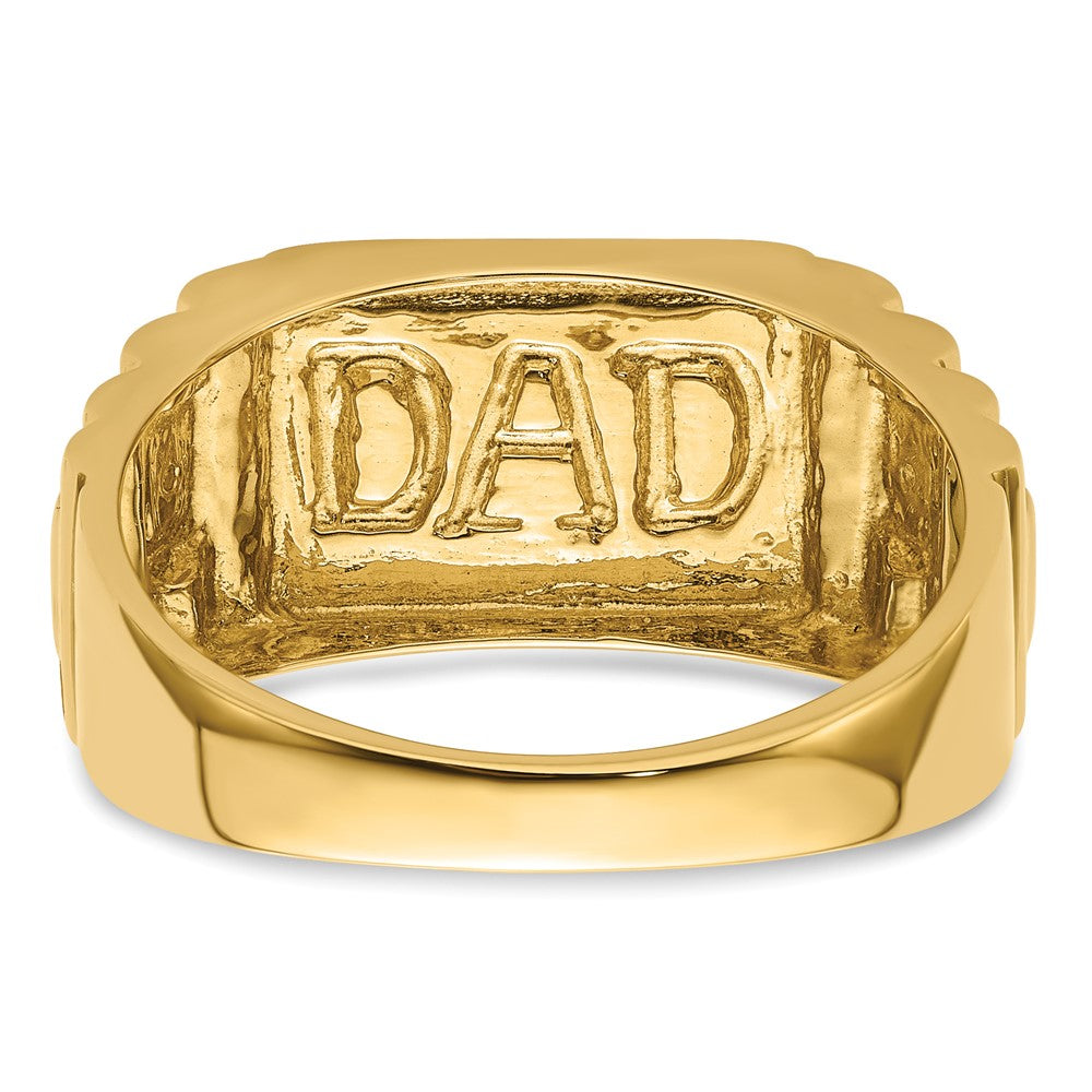 14k Etched Band Polished Mens DAD Ring Mounting