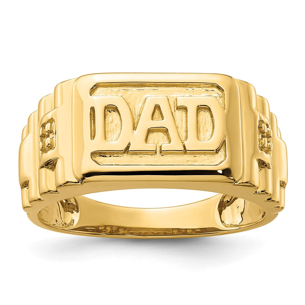14k Etched Band Polished Mens DAD Ring Mounting