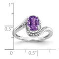 14k White Gold Oval Amethyst and Diamond Bypass Ring