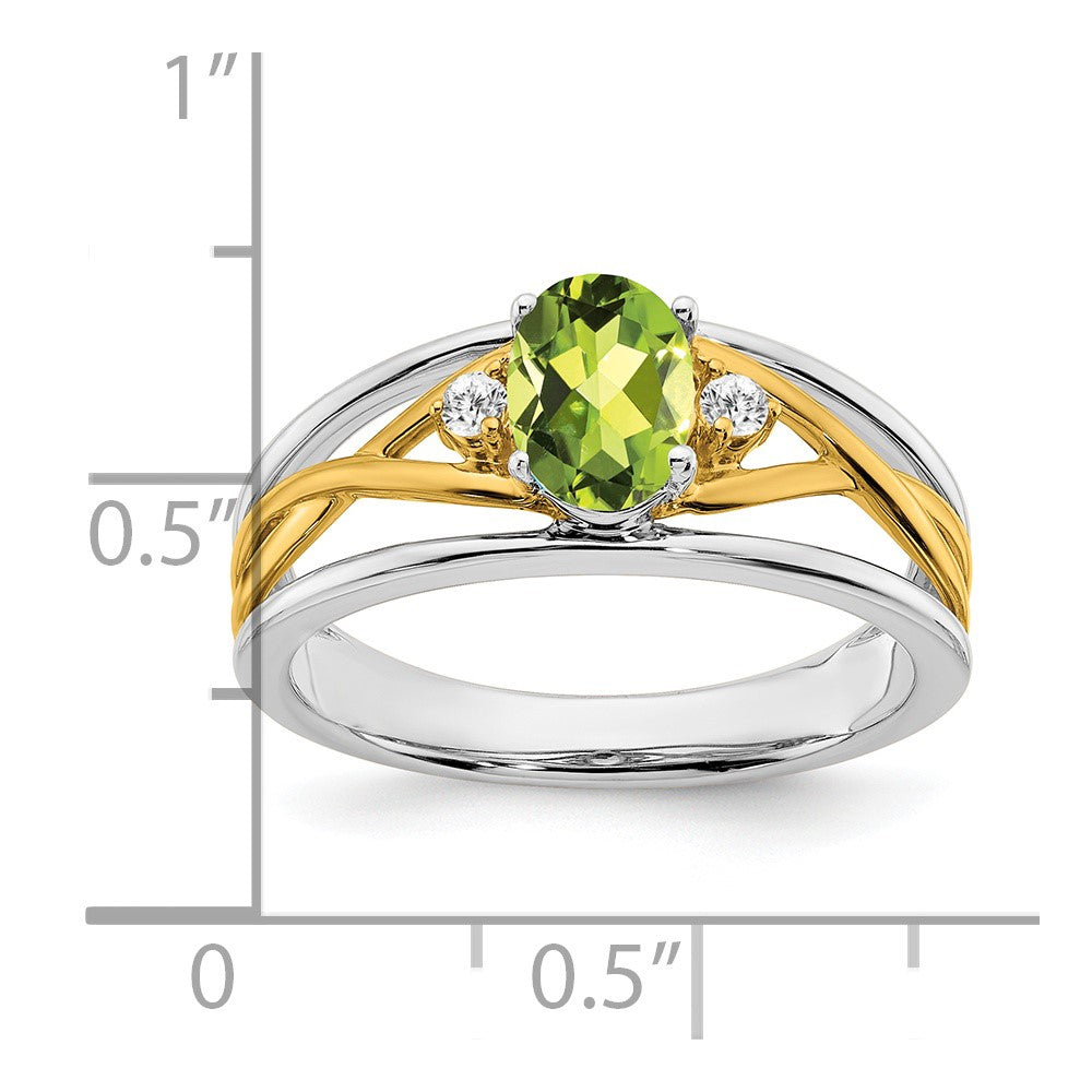 14k Two-tone Peridot and Diamond Ring
