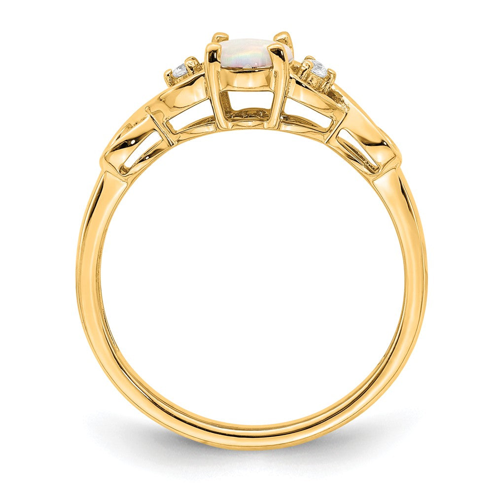 10K Yellow Gold Created Opal and Diamond Ring