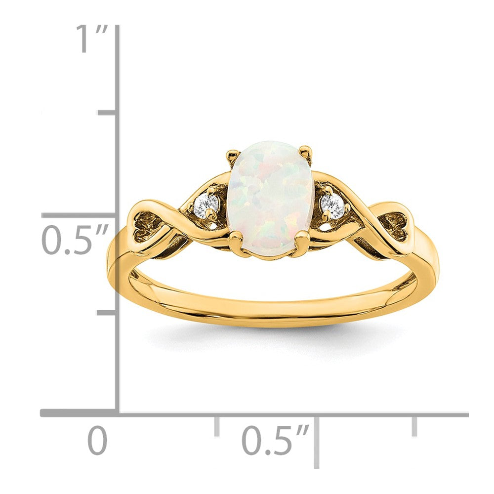 10K Yellow Gold Created Opal and Diamond Ring