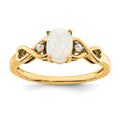 10K Yellow Gold Created Opal and Diamond Ring