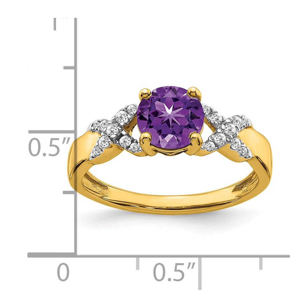 14k Two-tone Amethyst and Diamond Ring