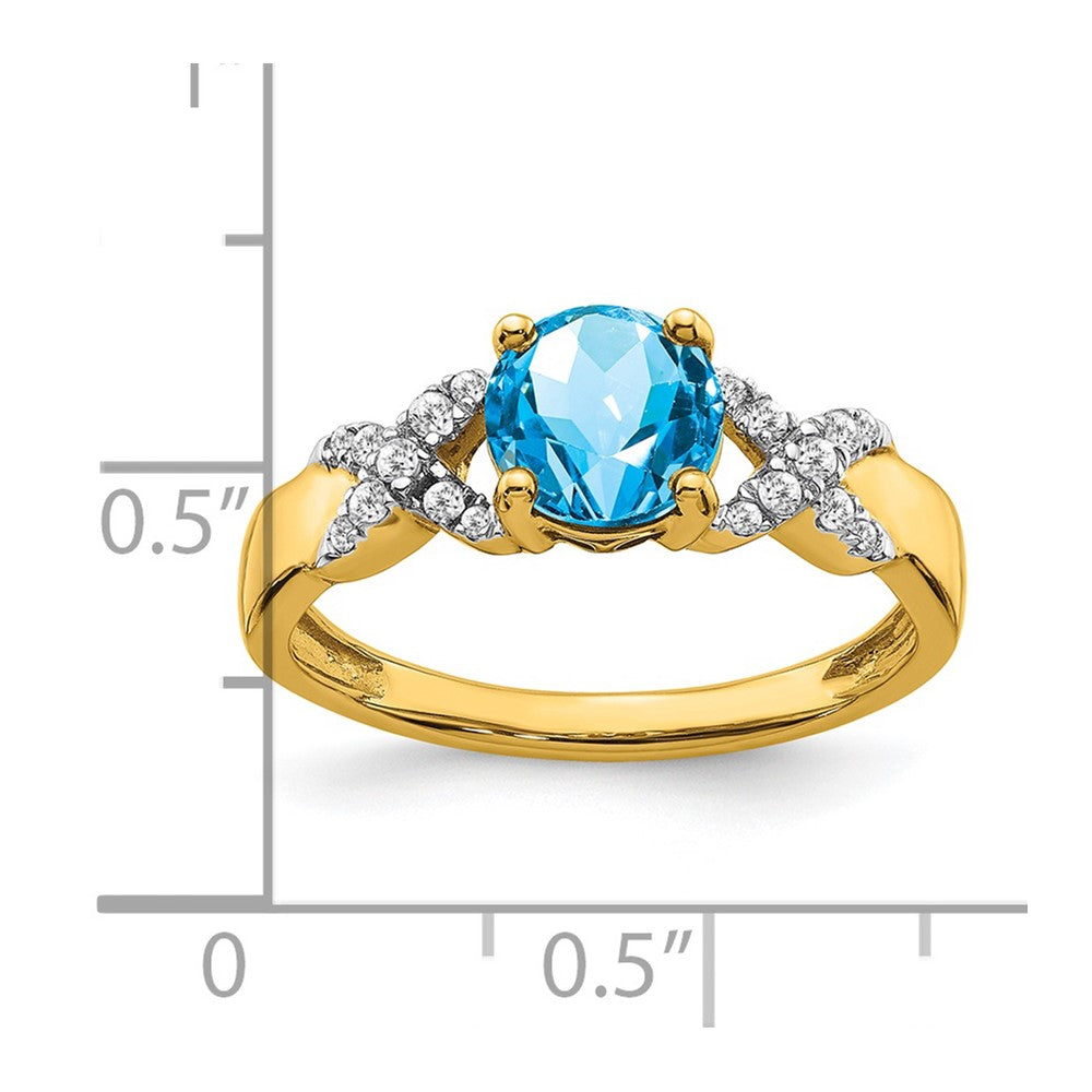 14k Two-tone Blue Topaz and Diamond Ring