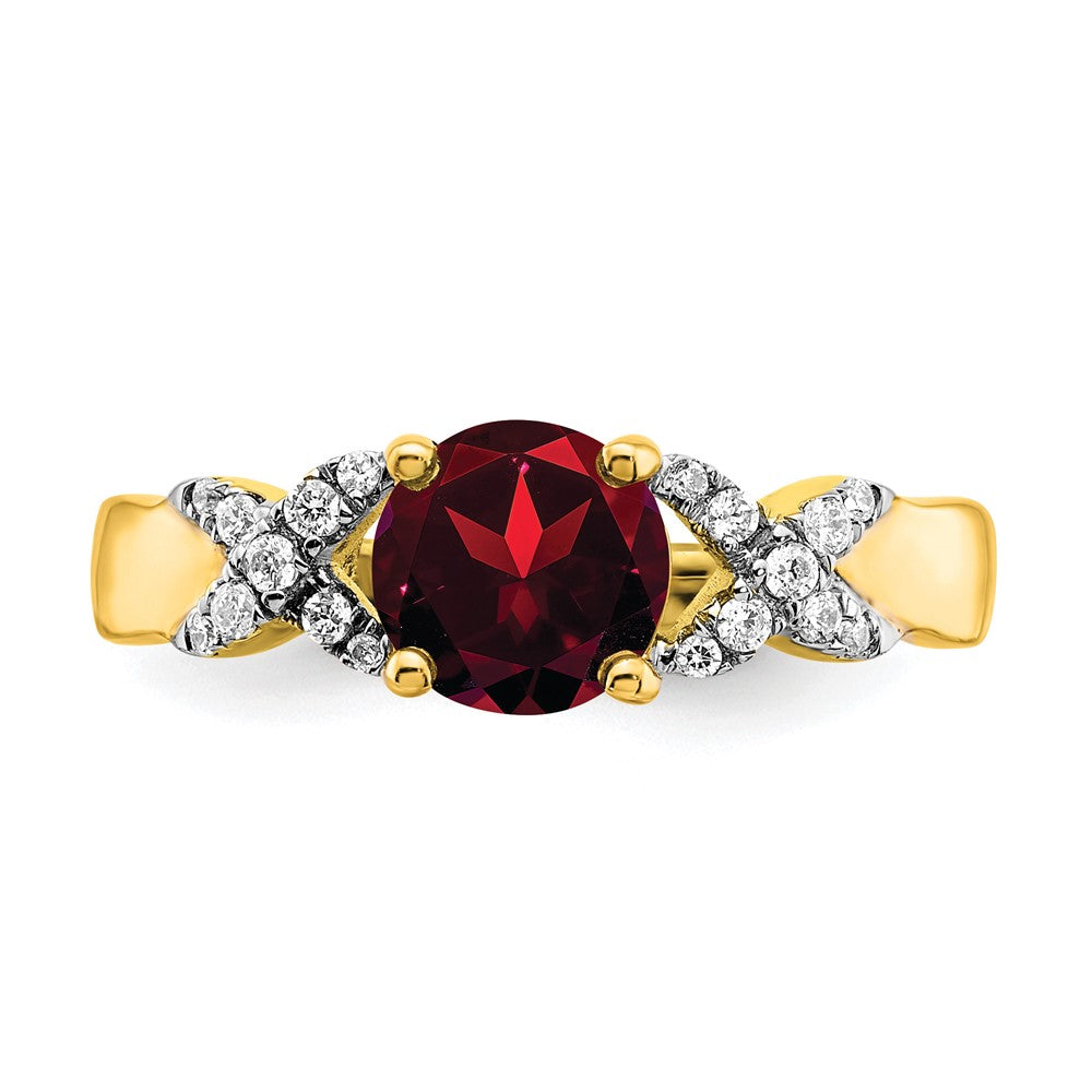 14k Two-tone Garnet and Diamond Ring