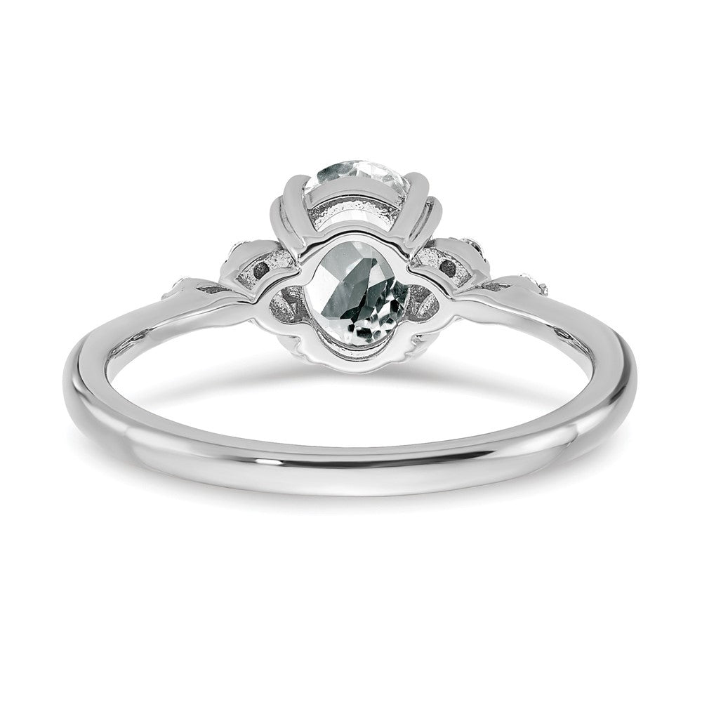 Sterling Silver Rhodium-plated White Topaz and Diamond Ring
