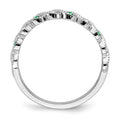 14k White Gold Emerald and Diamond Twist Band