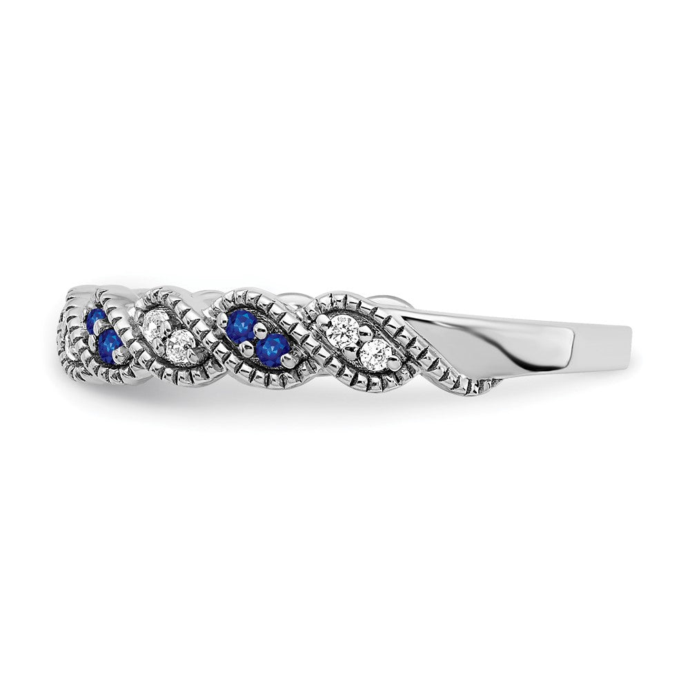 14k White Gold Sapphire and Diamond Twist Band