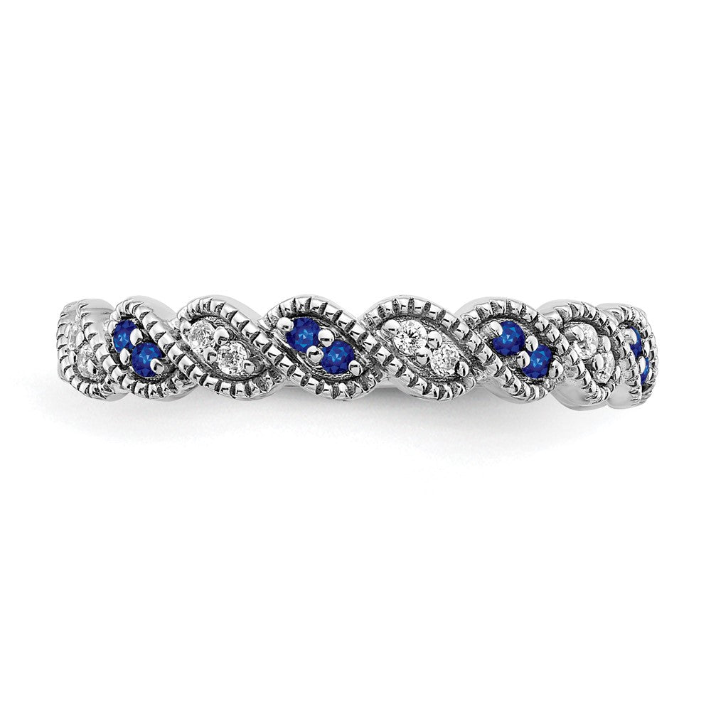 14k White Gold Sapphire and Diamond Twist Band