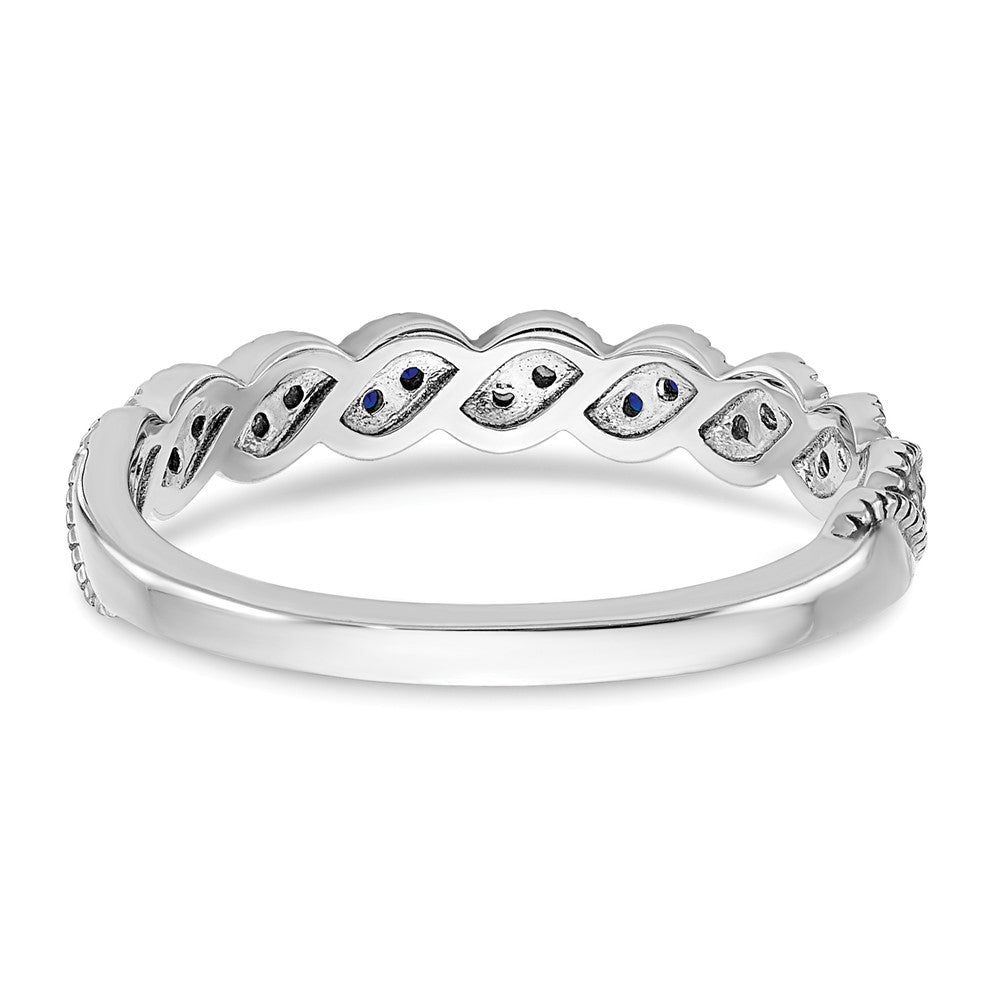 14k White Gold Sapphire and Diamond Twist Band