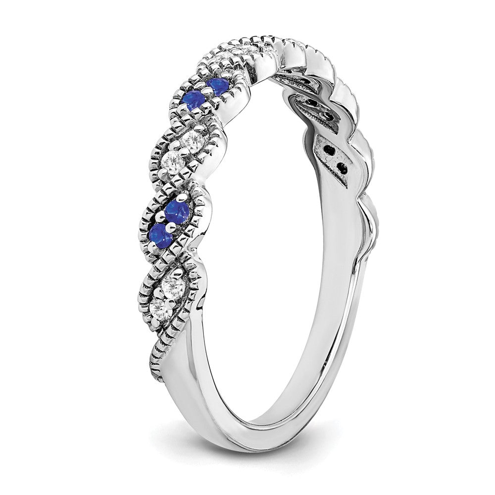 14k White Gold Sapphire and Diamond Twist Band