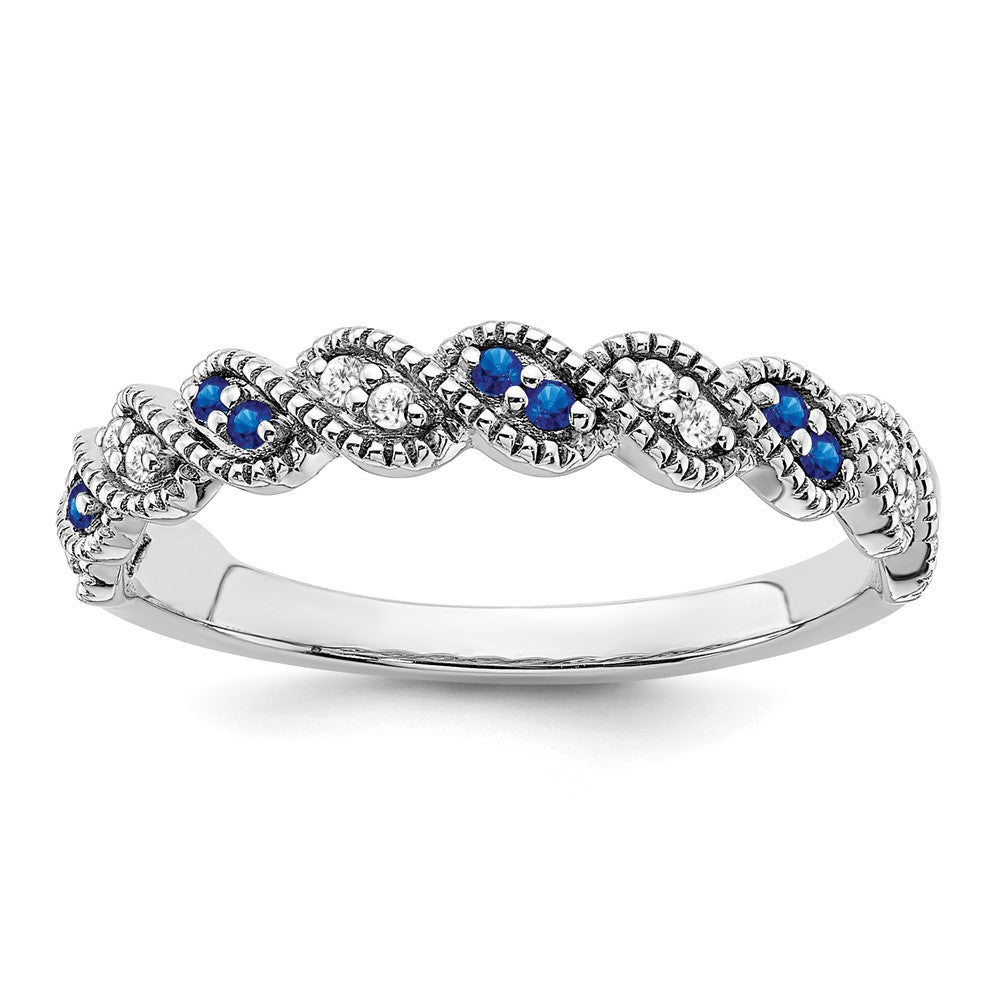 14k White Gold Sapphire and Diamond Twist Band