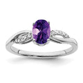 14k White Gold Oval Amethyst and Diamond Ring