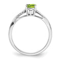 14k White Gold Oval Peridot and Diamond Ring