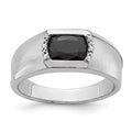 14k White Gold Onyx and Diamond Mens Ring