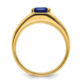 14k Emerald-cut Created Sapphire and Diamond Polished Mens Ring