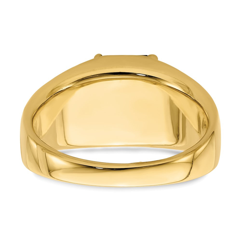 14k Emerald-cut Created Sapphire and Diamond Polished Mens Ring