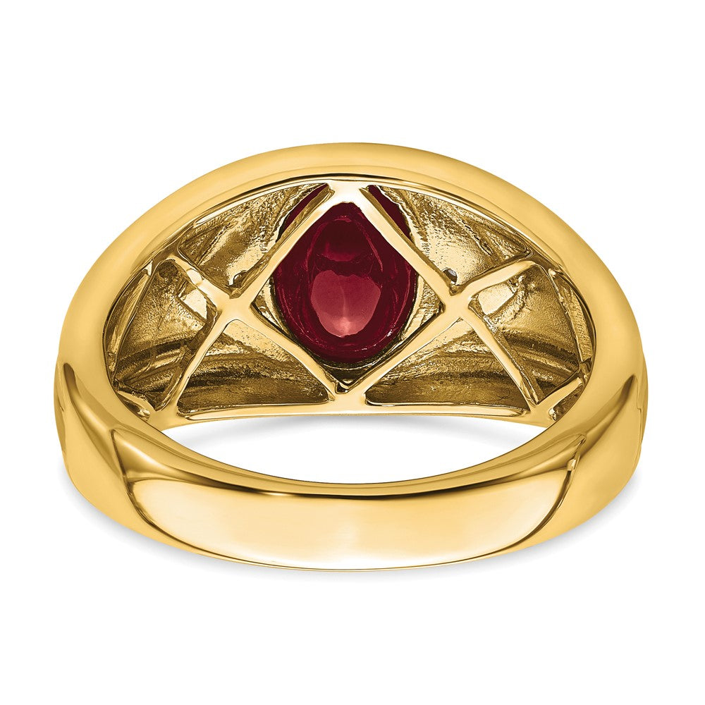 14k Created Ruby and Diamond Mens Ring
