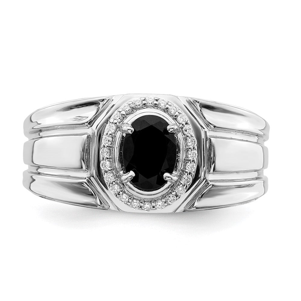 14k Onyx and Diamond Mens Ring