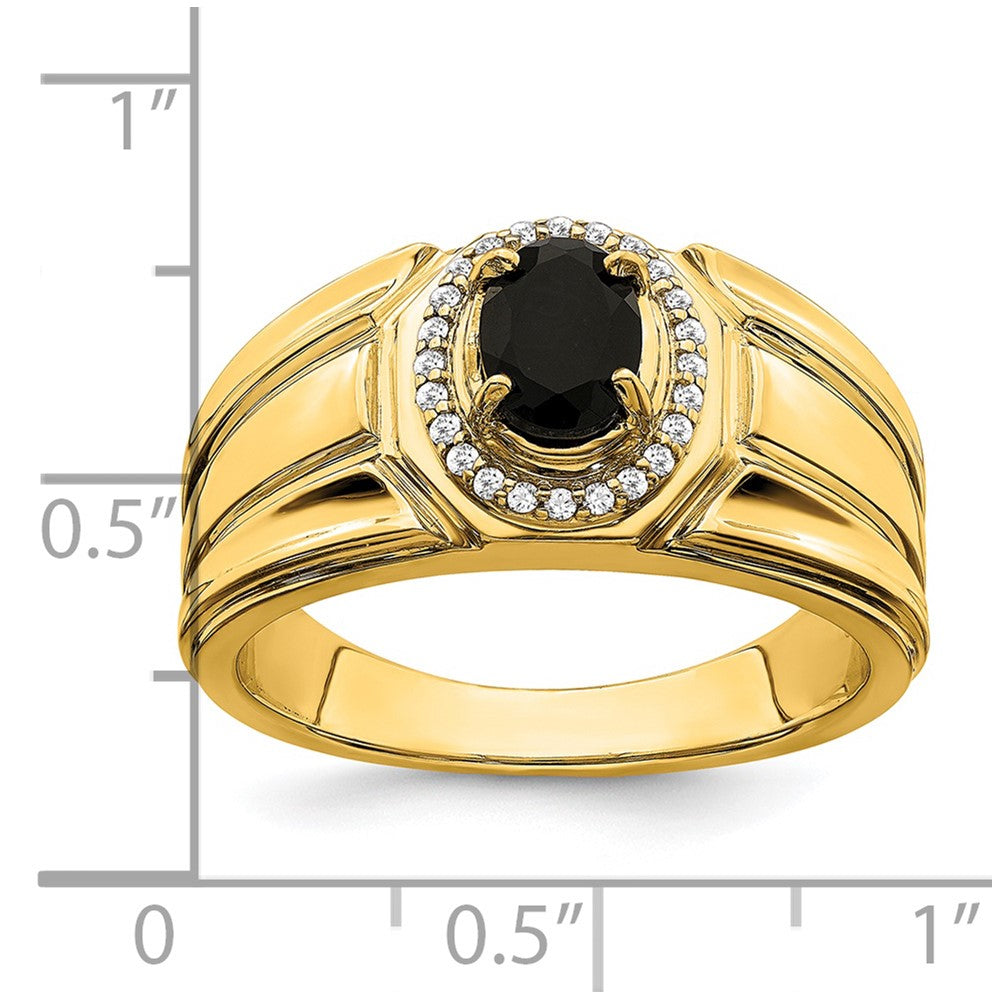 14k Onyx and Diamond Mens Ring