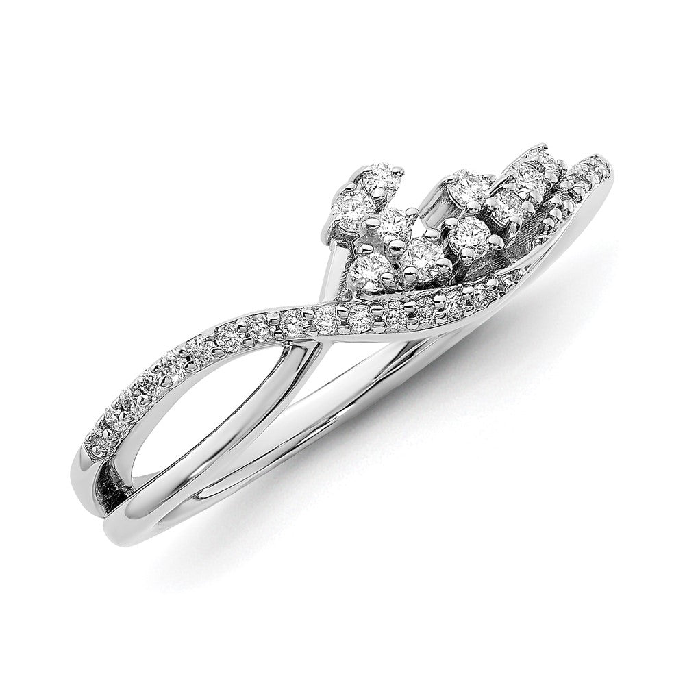 14k White Gold Polished Fancy Florina Wave Diamond Ring