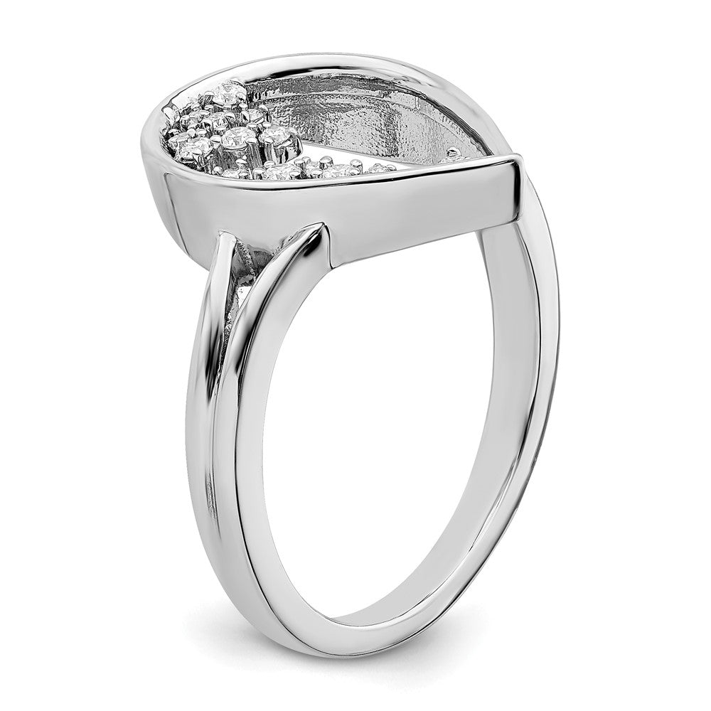 14k White Gold Polished Teardrop Diamond Ring