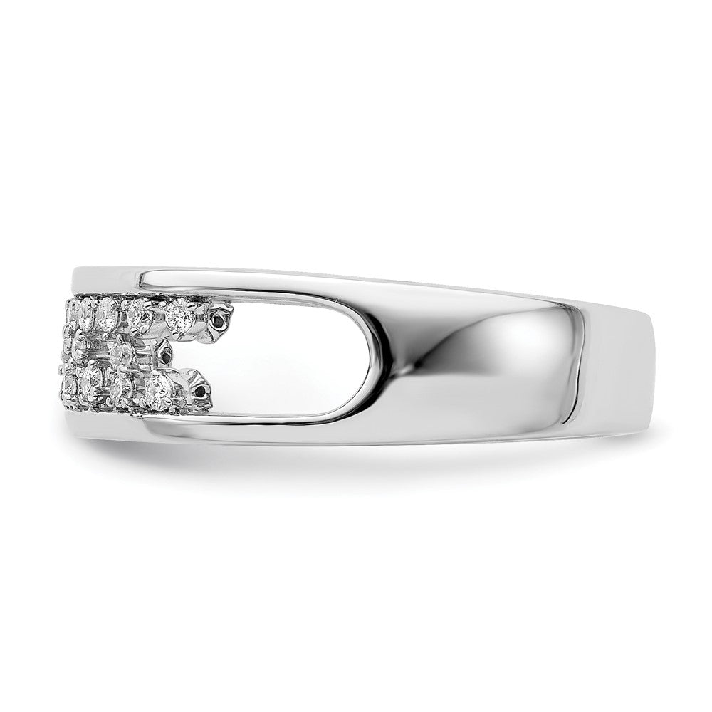 14k White Gold Polished Fancy Diamond Band