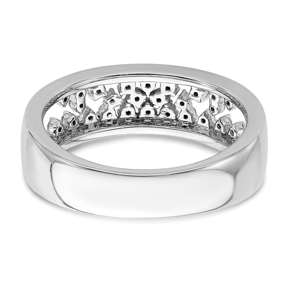 14k White Gold Polished Fancy Diamond Band