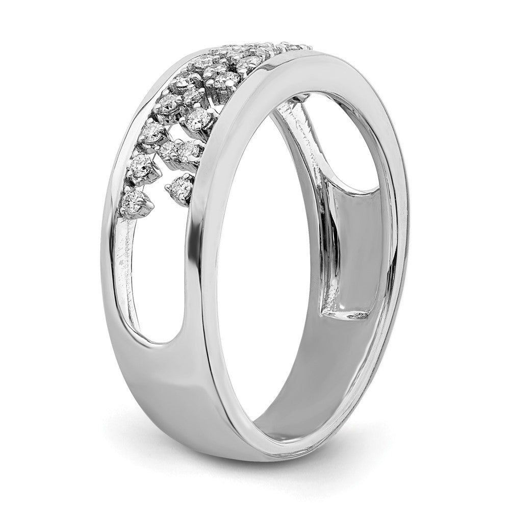 14k White Gold Polished Fancy Diamond Band
