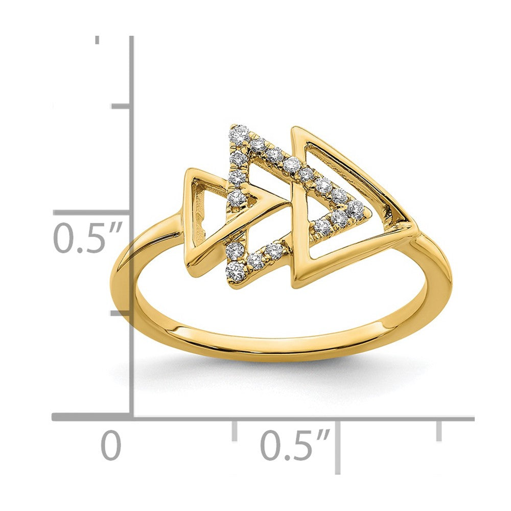 14k Polished Triple Triangle Diamond Ring