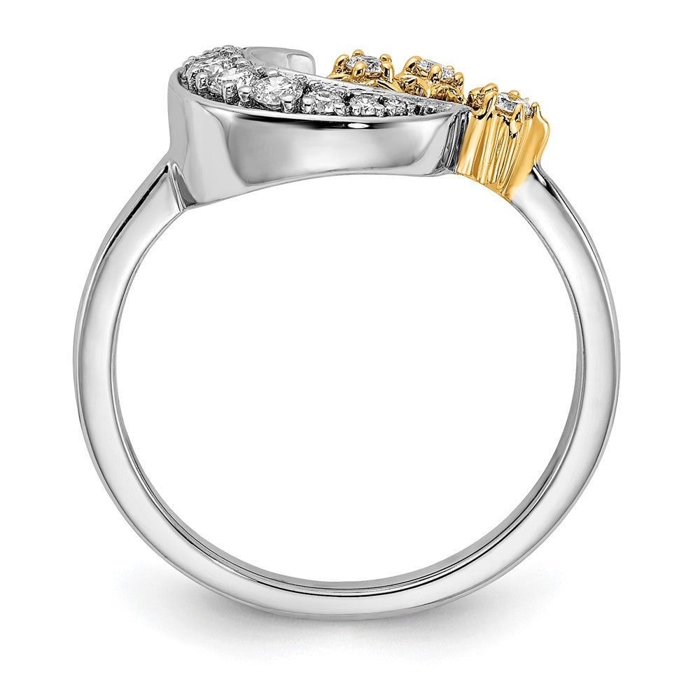 14k Two-tone Diamond Moon w/3-Stars Ring