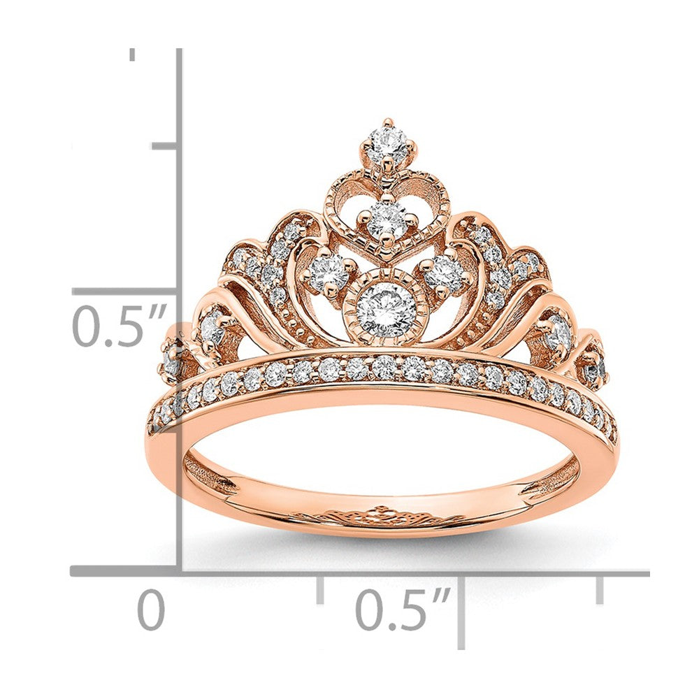 14k Rose Gold Polished Diamond Tiara Ring