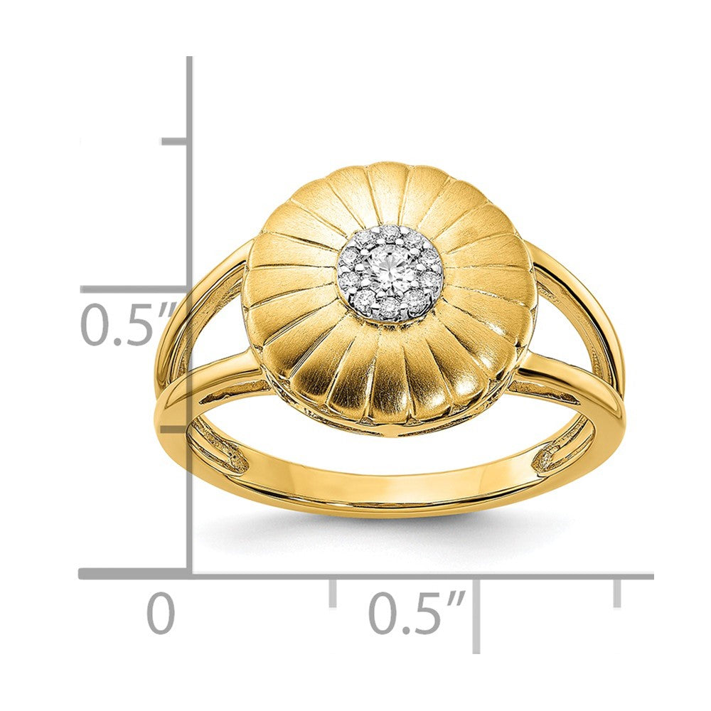 14k Satin Diamond Flower Ring