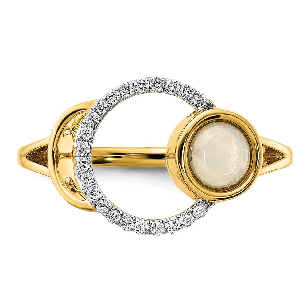 14k Polished Diamond & Opal Circle Ring